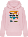 Sweat-shirt à capuche fille en coton Bio - Je vais à l'école de Florine R