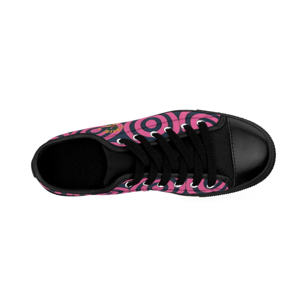 Baskets basses noires filles - imprimé rose