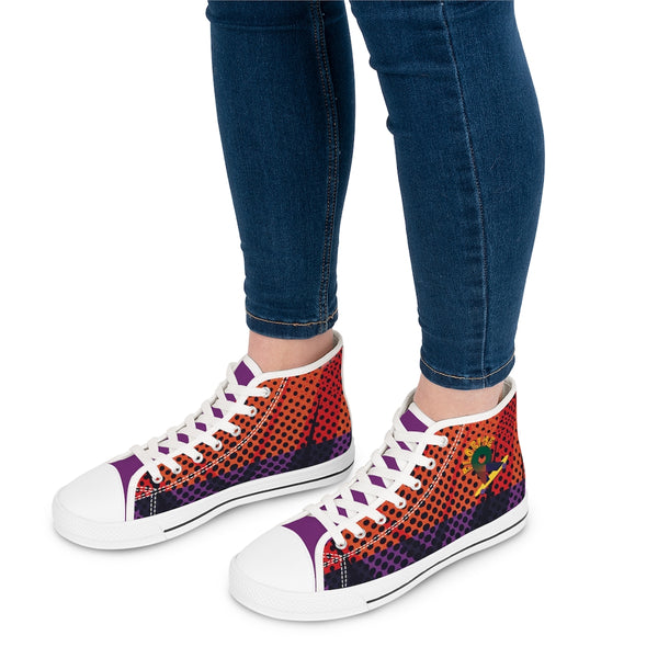 Baskets classiques montantes pour filles - Imprimé orange et violet