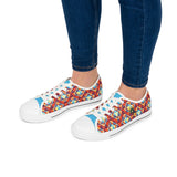 Baskets basses blanches filles - imprimé bleu, orange, jaune