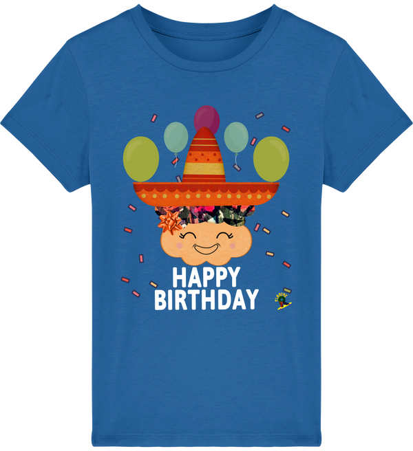 T-shirt fille manches courtes en coton Bio -  Happy Birthday de Florine R