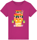 T-shirt fille manches courtes en coton Bio -  Happy Birthday de Florine R