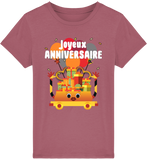 T-shirt fille manches courtes en coton Bio - Joyeux anniversaire de Florine R