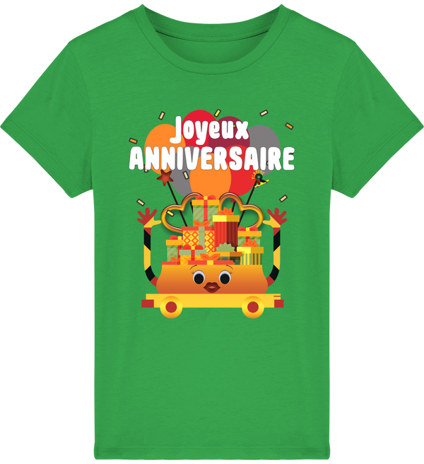 T-shirt fille manches courtes en coton Bio - Joyeux anniversaire de Florine R