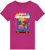 T-shirt fille manches courtes en coton Bio - Joyeux anniversaire de Florine R