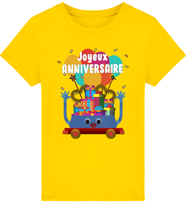 T-shirt fille manches courtes en coton Bio - Joyeux anniversaire de Florine R