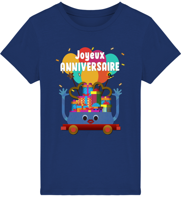 T-shirt fille manches courtes en coton Bio - Joyeux anniversaire de Florine R