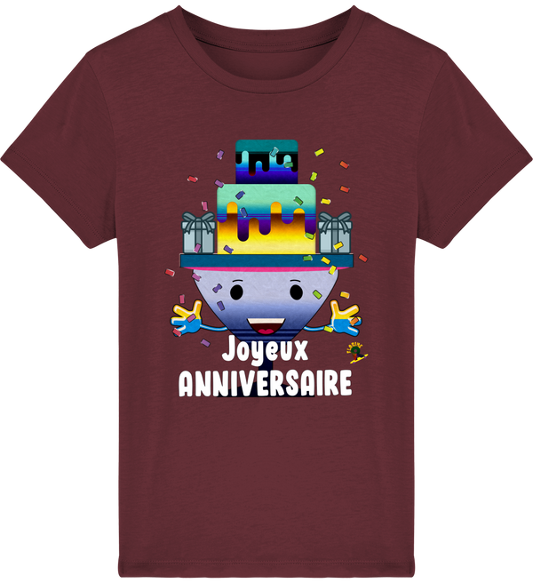 T-shirt garçon manches courtes en coton Bio - Joyeux anniversaire de Florine R