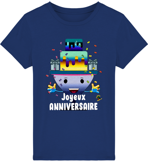 T-shirt garçon manches courtes en coton Bio - Joyeux anniversaire de Florine R