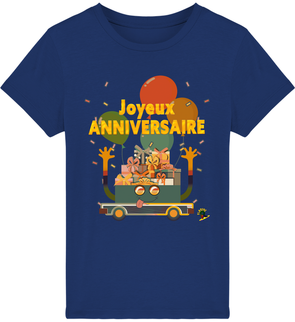 T-shirt garçon manches courtes en coton Bio - Joyeux anniversaire de Florine R